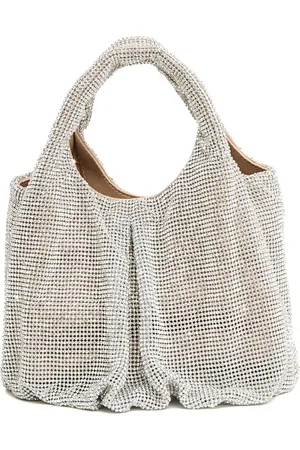 Twentyfour Taske, Dame, Grå, ONE SIZE, Uld, Skinnende Sølv Rhinsten Clutch Taske