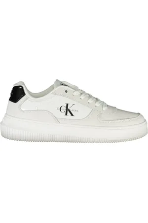 Calvin Klein Sko, Dame, Hvid, 36 EU, Sporty hvide sneakers med logoprint