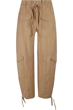 Ganni Bukser, Dame, Brun, S, Polyester, Højtaljede lommebukser