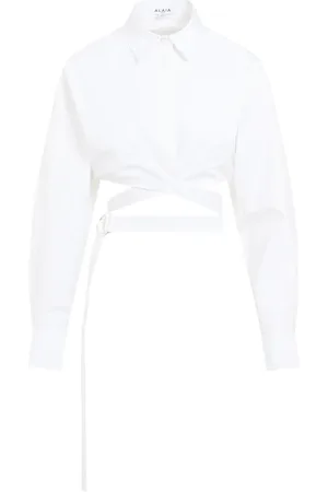 Alaïa Bluser & Skjorter, Dame, Hvid, XS, Bomuld, Hvid Krydset Design Bomuld Skjorte