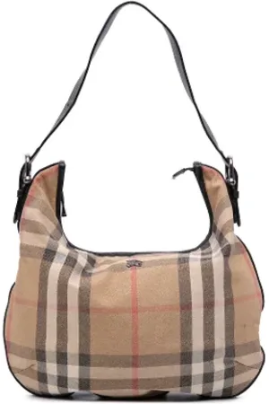 Burberry Pre-owned, Dame, Brun, ONE SIZE, Uld, Pre-owned Canvas skuldertasker