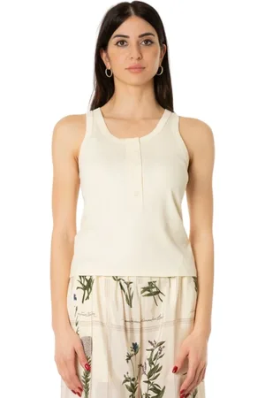 Isabelle Blanche Top, Dame, , S, Bomuld, Ribbet tanktop i vanilje