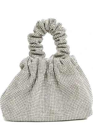 Twentyfour Taske, Dame, Grå, ONE SIZE, Uld, Sølv Håndtaske med Funklende Pynt