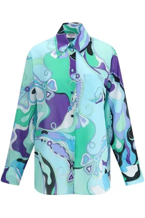 Emilio Pucci Bluser & Skjorter, Dame, Flerfarvet, S, Bomuld, Orkide Print Silkebluse