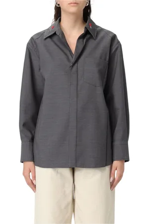 Bottega Veneta Bluser & Skjorter, Dame, Grå, S, Elegant Grå Button-Up Skjorte