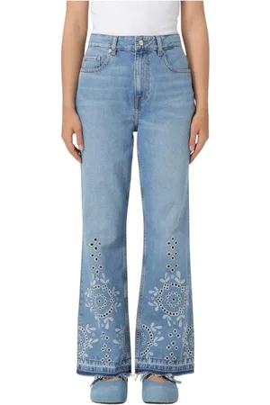 Ganni Jeans, Dame, Blå, W26, Bomuld, Klassiske Straight-Leg Jeans i Blå