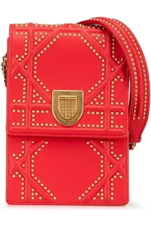 Dior Pre-owned, Dame, Rød, ONE SIZE, Uld, Pre-owned Laeder crossbody-tasker