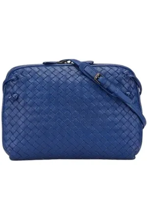 Bottega Veneta Pre-owned, Dame, Blå, ONE SIZE, Uld, Pre-owned Laeder crossbody-tasker