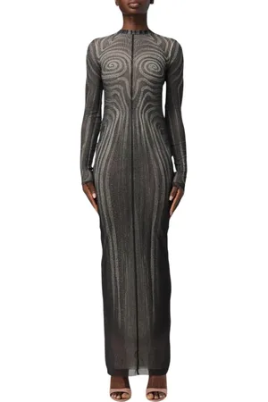 Jean Paul Gaultier Kjole, Dame, Sort, S, Elegant Sort Midi Kjole