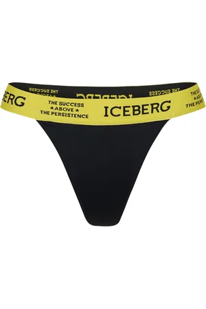 Iceberg Badetøj, Dame, Sort, M, Sorte højtaljede trusser med elastik i taljen og kontrasterende logo