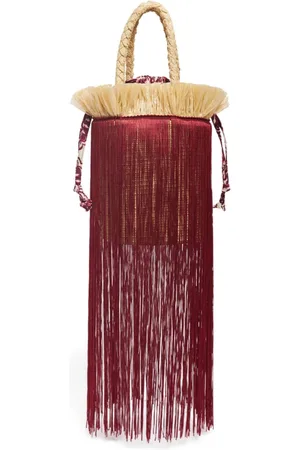 La DoubleJ Taske, Dame, Lilla, ONE SIZE, Polyester, Raffia Bucket Bag med Frynser