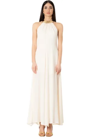 SIMONA CORSELLINI Kjole, Dame, Hvid, S, Polyester, Lang silkekjole - Infinity Summer