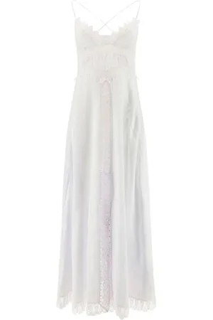 CHARO RUIZ IBIZA Kjole, Dame, Hvid, S, Bomuld, Elegant Blonde Maxi Kjole