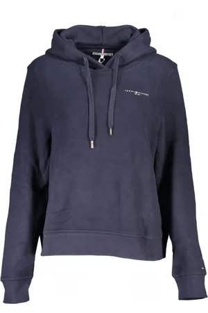 Tommy Hilfiger Sweathshirts & Hoodies, Dame, Blå, L, Bomuld, Bomulds Hættetrøje med Print