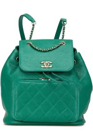 CHANEL Pre-owned, Dame, Grøn, ONE SIZE, Uld, Pre-owned Laeder rygsaekke