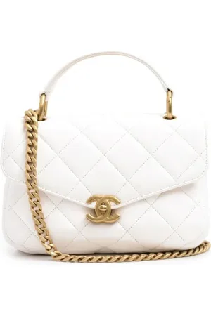 CHANEL Pre-owned, Dame, Hvid, ONE SIZE, Uld, Pre-owned Laeder skuldertasker