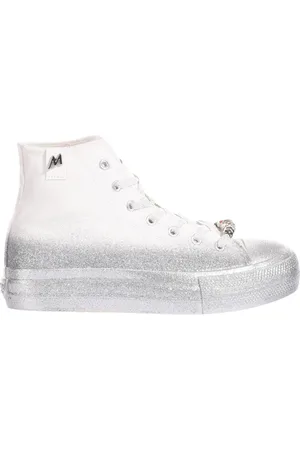 Mimanera Sko, Dame, Hvid, 36 EU, Uld, Hvide Glitter Platform Sneakers Kvinder