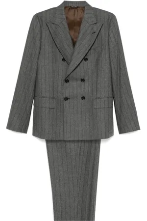REVERES 1949 Jakkesæt, Herre, Grå, XL, Uld, Pinstripe Blazer og Bukser Sæt