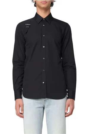 Alexander McQueen Skjorte, Herre, Sort, L, Sort Skræddersyet Button-Up Skjorte