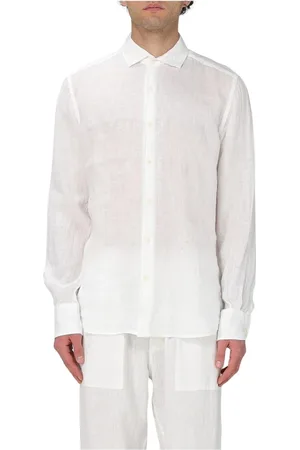 MC2 SAINT BARTH Skjorte, Herre, Hvid, 3XL, Linned, Blå Linned Casual Skjorte