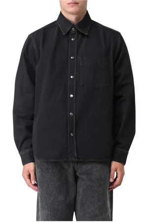 WoodWood Skjorte, Herre, Sort, XL, Denim, Sort Denim Langærmet Skjorte