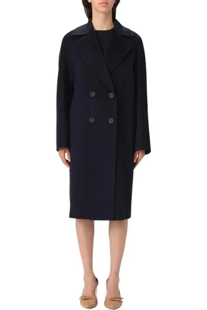 Max Mara Frakke, Dame, Blå, XS, Uld, Elegant Uldfrakke i Blå