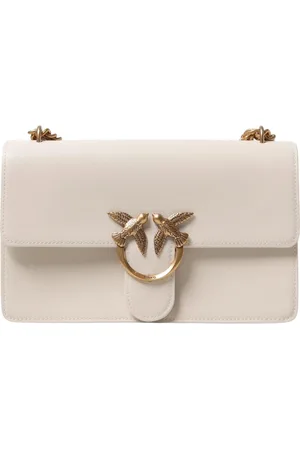 Pinko Taske, Dame, Hvid, ONE SIZE, Uld, Love Birds Læder Skuldertaske