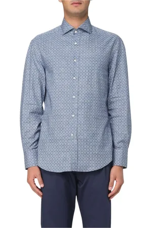 Brunello Cucinelli Skjorte, Herre, Blå, M, Denim, Denim Button-Up Casual Skjorte