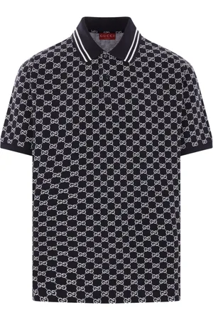 Gucci Top, Herre, Blå, L, Bomuld, Blå og hvid jacquard polo shirt