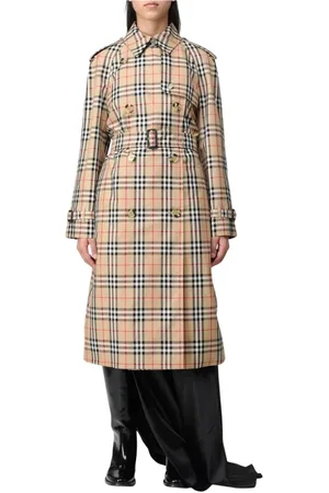 Burberry Frakke, Dame, , XS, Bomuld, Klassisk Tjek Print Trench Coat