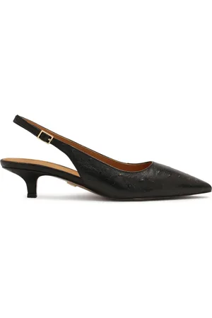 Kazar Sko, Dame, Sort, 39 EU, Læder, Sort præget læder slingback pumps