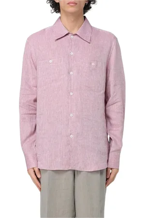 Brunello Cucinelli Skjorte, Herre, Lyserød, 2XL, Bomuld, Rød Langærmet Bomuldsskjorte