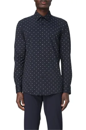 HUGO BOSS Skjorte, Herre, Blå, XL, Bomuld, Blåt Trykt Skjort