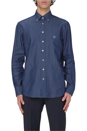 Etro Skjorte, Herre, Blå, 3XL, Bomuld, Blå Langærmet Skjorte