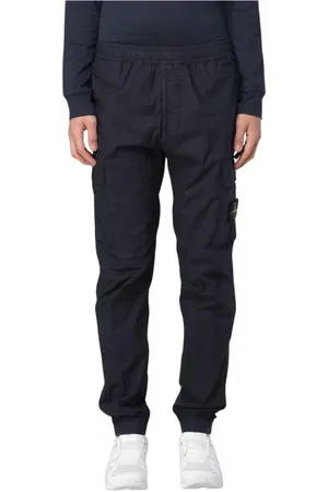 Stone Island Bukser, Herre, Blå, W31, Uld, Stilfulde Cargo Bukser med Lommer