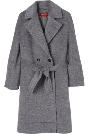 Max Mara Frakke, Dame, Grå, L, Uld, Grå Uld Bæltet Frakke