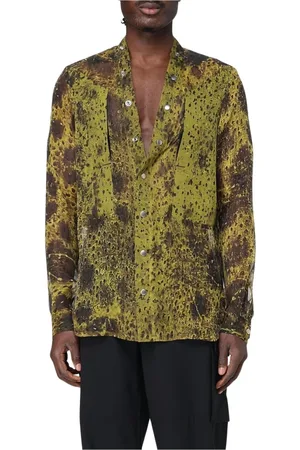 Rick Owens Skjorte, Herre, Flerfarvet, S, Uld, Luksus Gul Button-Up Skjorte