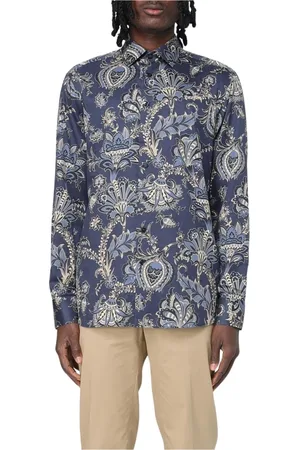Etro Skjorte, Herre, Blå, 2XL, Blomstret Paisley Print Skjorte