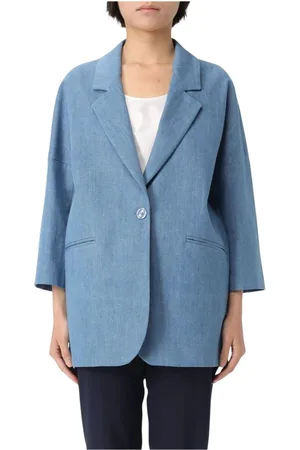 TAGLIATORE Jakke, Dame, Blå, S, Afslappet Linen Blazer