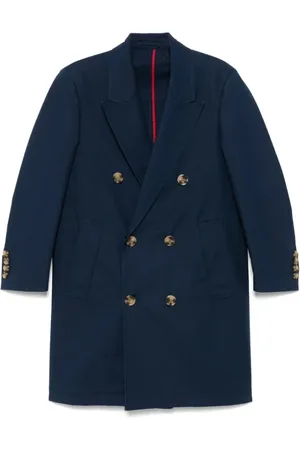 Tommy Hilfiger Frakke, Herre, Blå, L, Marineblå Dobbeltbrystet Frakke