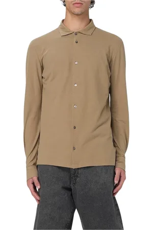 ZANONE Skjorte, Herre, Brun, 3XL, Hvid Strikskjorte til Mænd