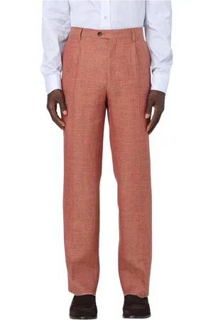 Etro Bukser, Herre, Brun, XL, Linned, Brun Plisserede Linnedbukser