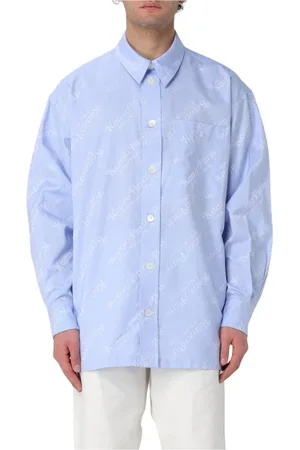Kenzo Skjorte, Herre, Blå, L, Bomuld, Logo Print Skjorte Blå Moderne Stil