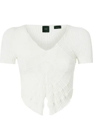 Pinko Strik, Dame, Hvid, S, Tyl, Hvid Sunray Cropped Sweatshirt