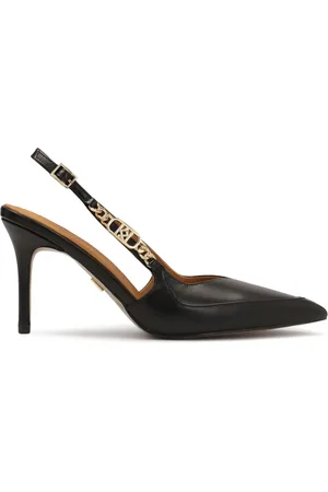Kazar Sko, Dame, Sort, 38 EU, Læder, Sort slingback pumps med metal monogram