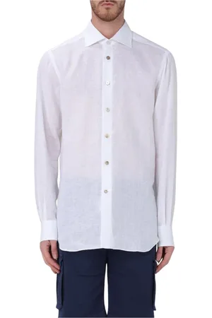 Kiton Skjorte, Herre, Hvid, L, Luksuriøs Finstrikket Sweater