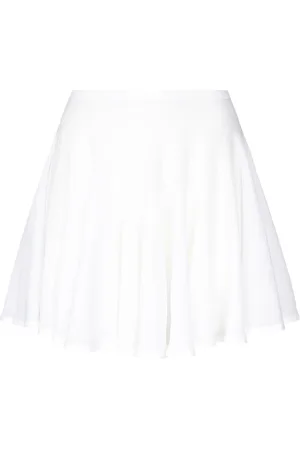 Alaïa Nederdel, Dame, Hvid, 3XS, Hvid Skater Strik Nederdel med Ruches