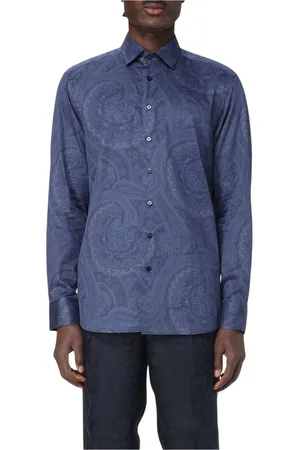 Etro Skjorte, Herre, Blå, L, Bomuld, Blå Paisley Print Skjorte