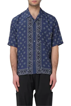 Palm Angels Skjorte, Herre, Blå, M, Marine Paisley Print Skjorte