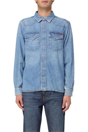 7 for all Mankind Skjorte, Herre, Blå, S, Denim, Western Style Denim Skjorte